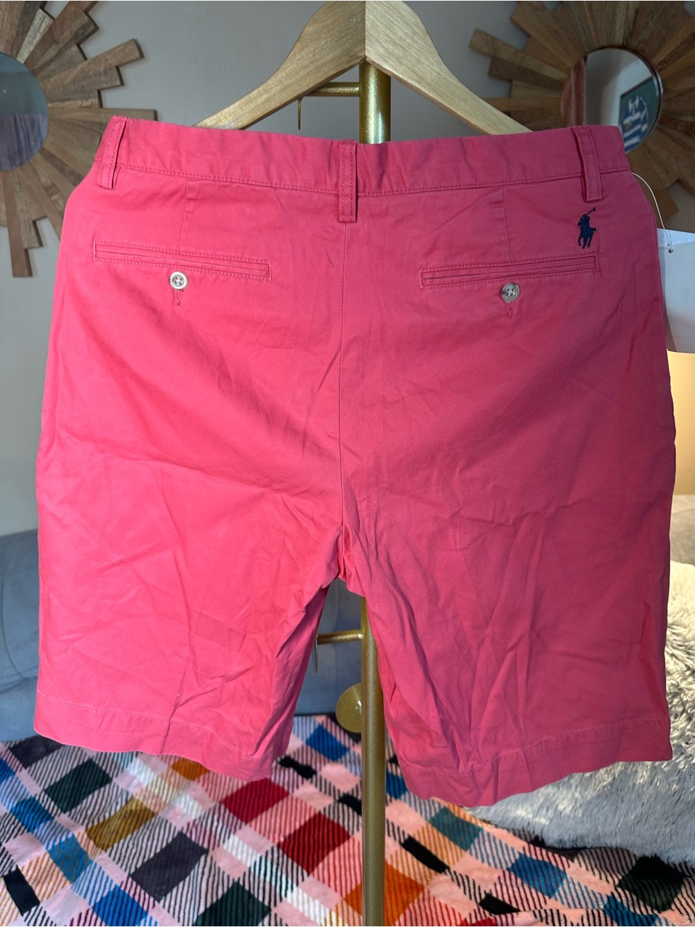 Ralph Lauren Polo Coral Red Flat Front Chino Shorts - Picture 5 of 5